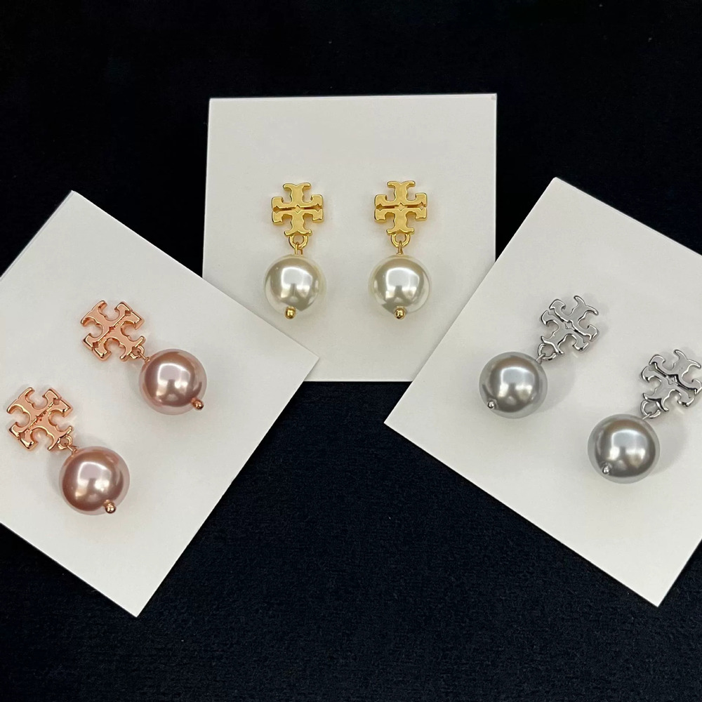 Tory Burch Pearl Letter Pendant Earrings